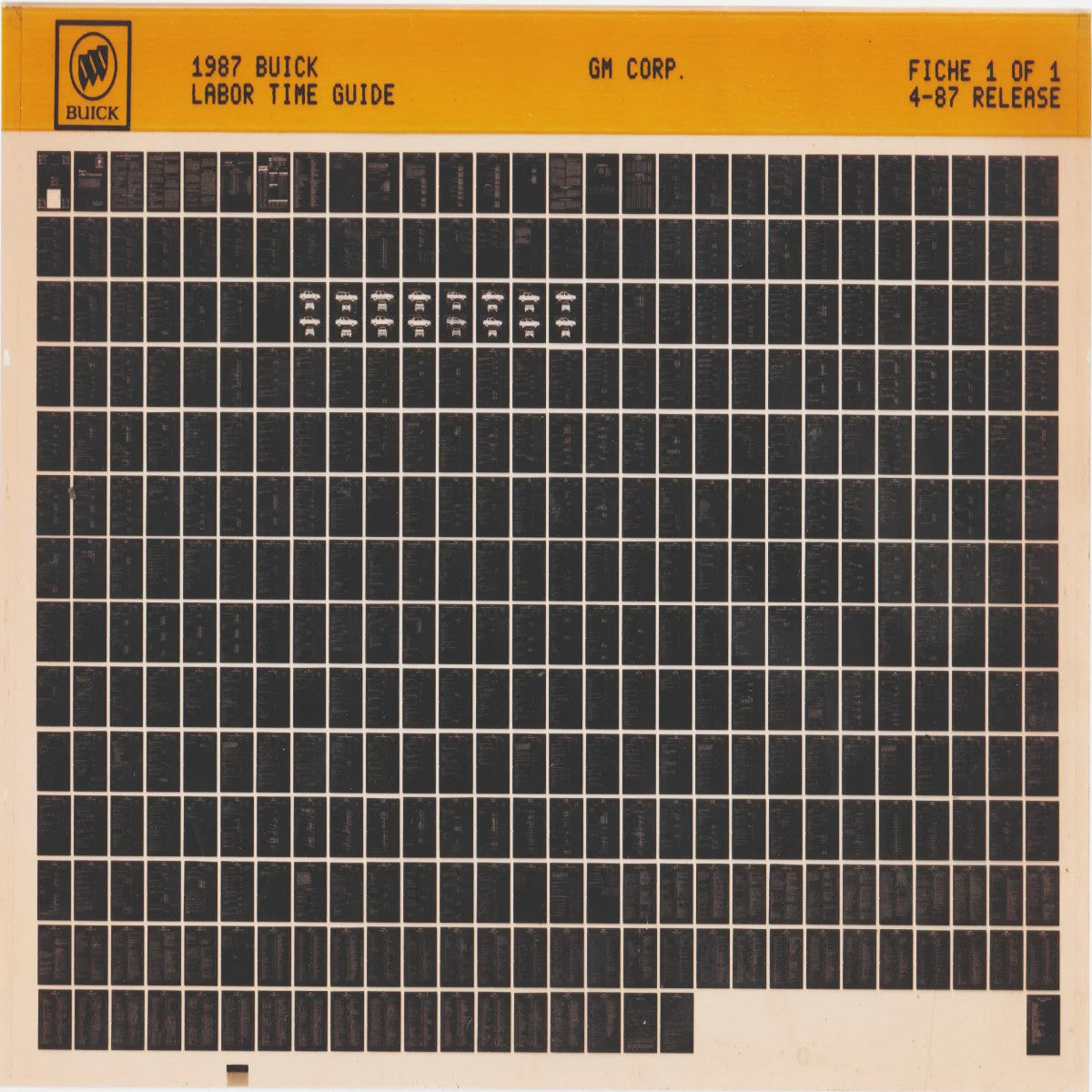 1987 Buick Hourly Labor Times Guide Manual Microfiche Slide