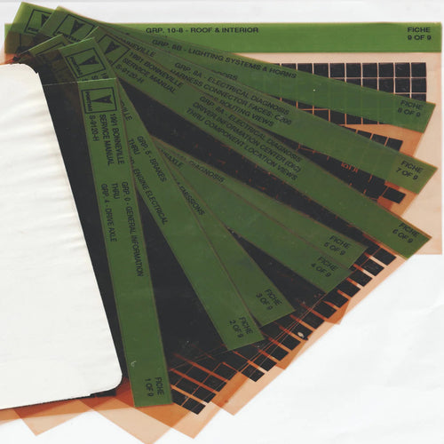 1991 Pontiac Bonneville SSE Workshop Service Repair Manual Microfiche Slides