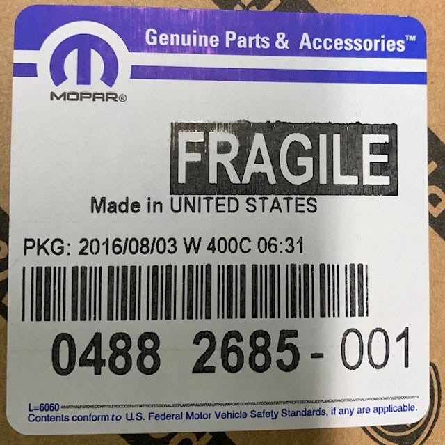 For Mopar Tail Stop Backup Lamp Part # 4882685
