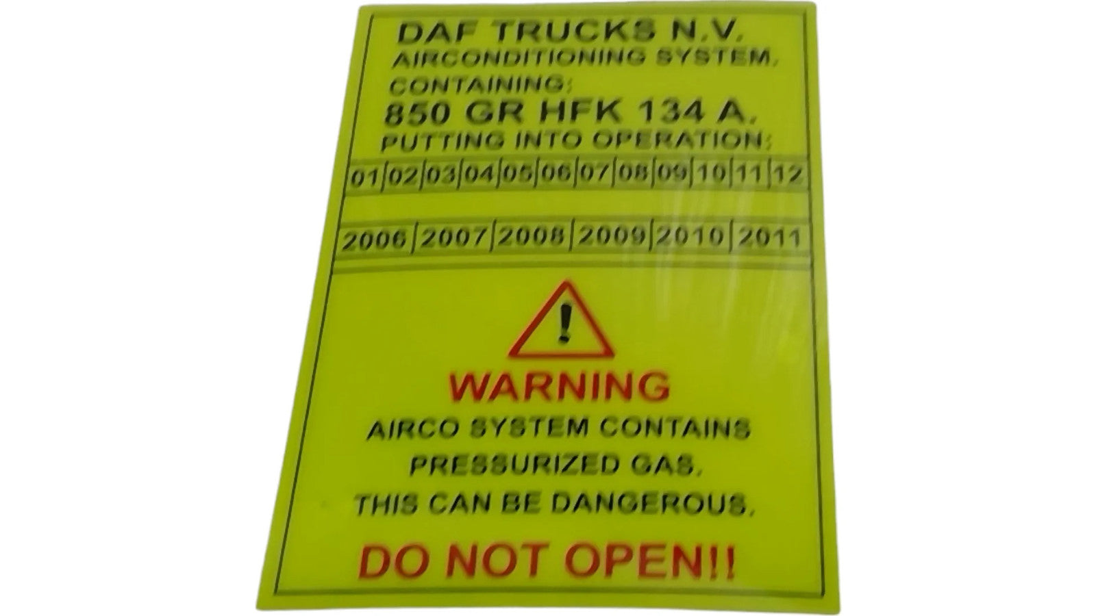 For Paccar Corporate Instruct Plate Part # 1408505PAC