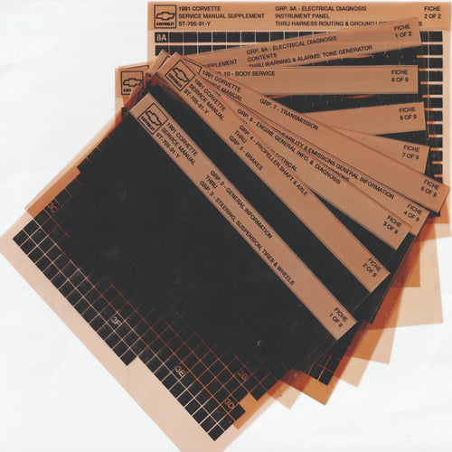1991 Chevrolet Corvette "Y" Workshop Service Repair Manual Microfiche Slides