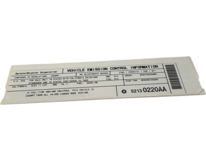 For Mopar Label Part # 52130220AA