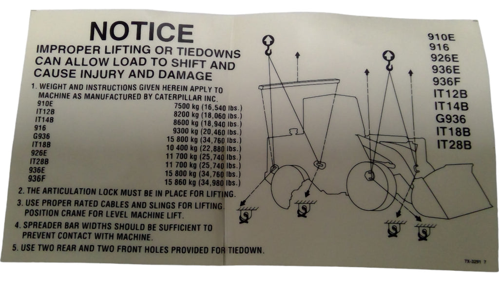 New Old Stock Film Notice Part # 7X3291 For Caterpillar