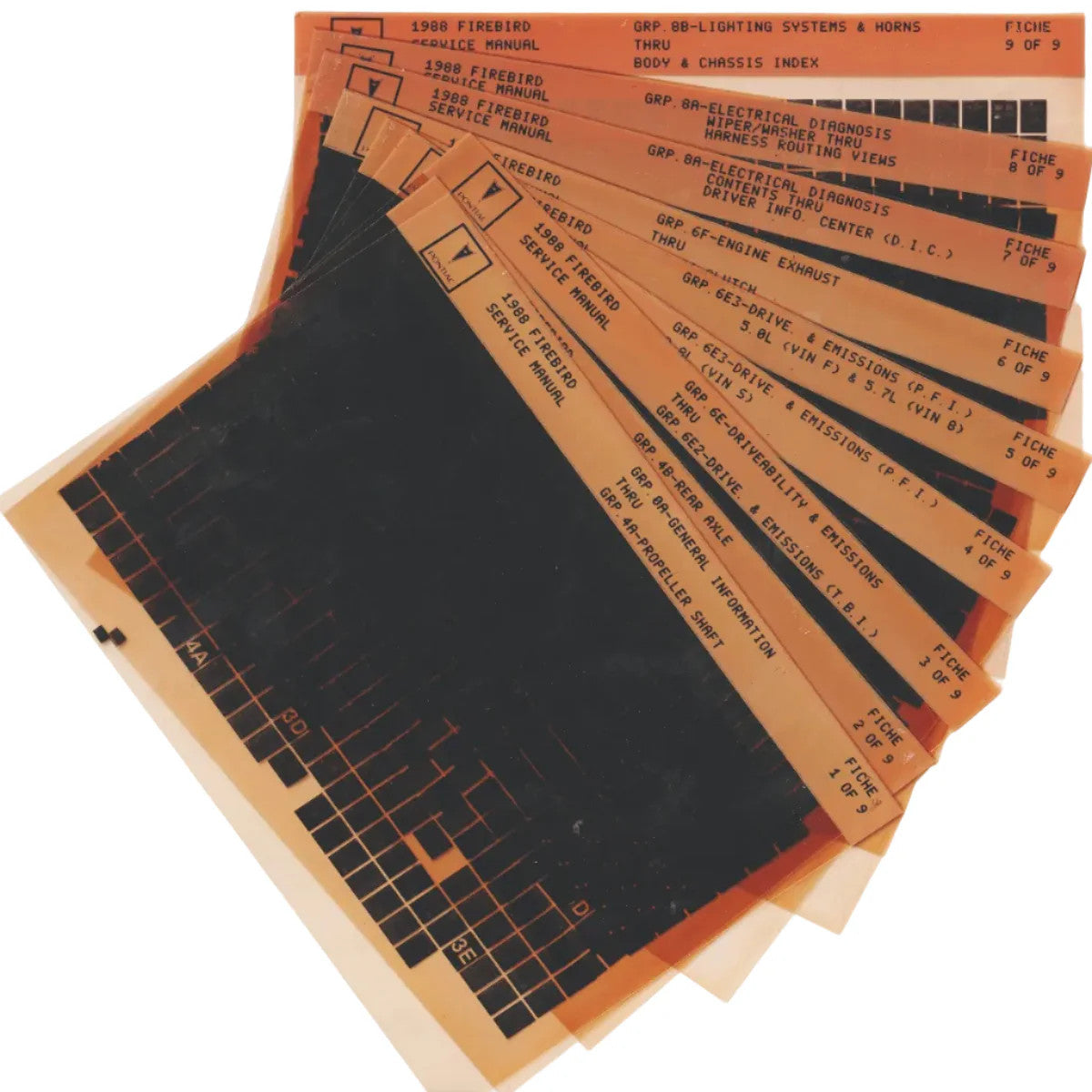 1988 Pontiac Firebird Workshop Service Repair Manual Microfiche Slides