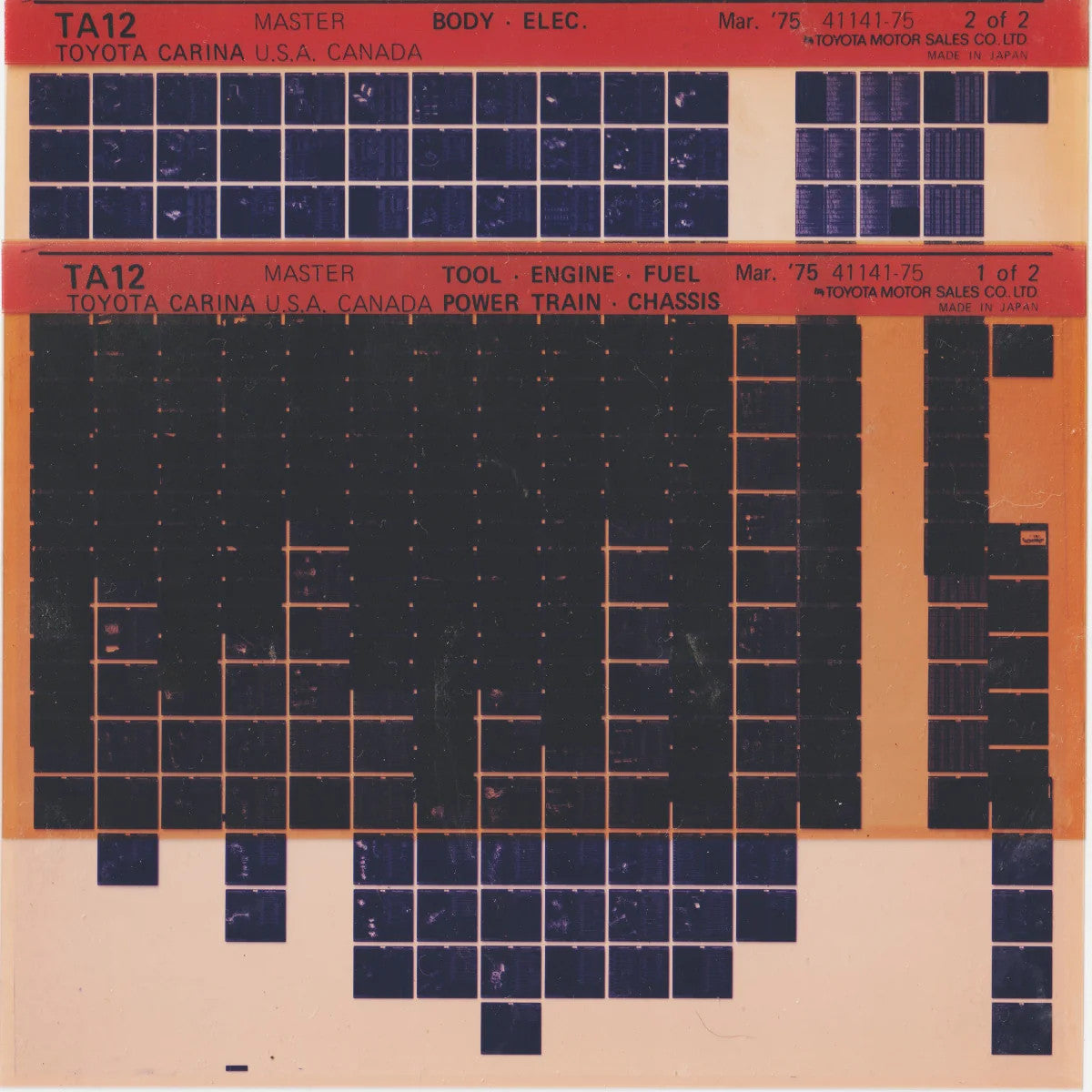 1971-1974 Fits Toyota Carina (TA12) Parts Microfiche Catalog Slides March 1975