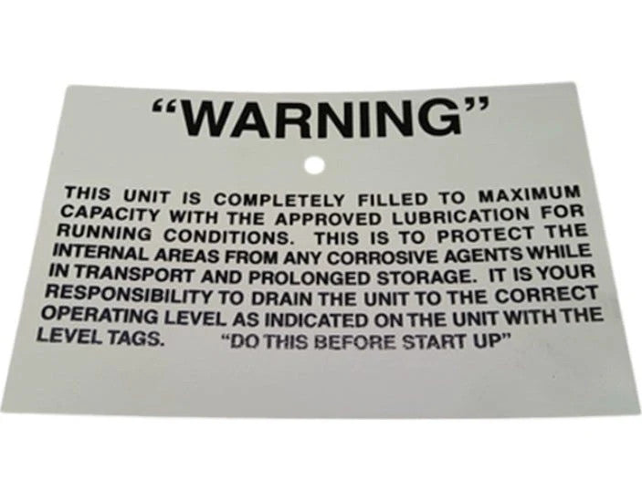 For Caterpillar Mining Sign Warning-lub Gearbox Part # 109787