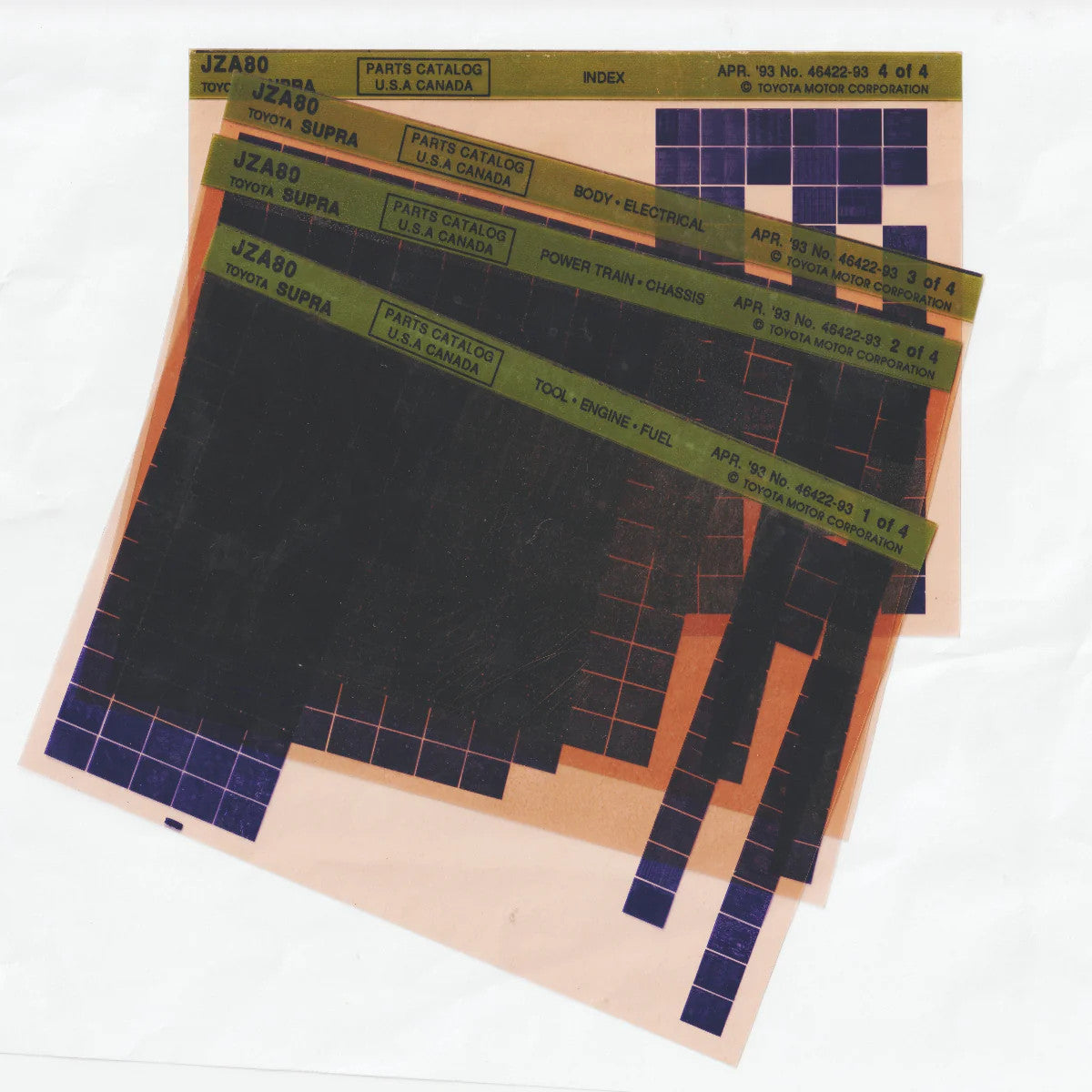 1993 Fits Toyota Supra "JZA80" Parts Microfiche Catalog Slides April 1993