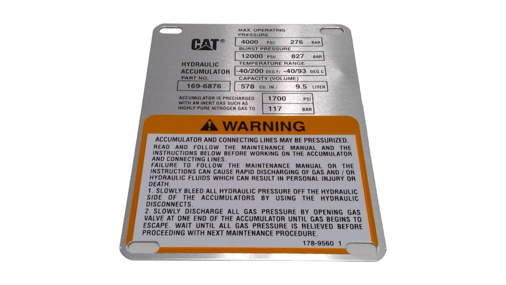 New Old Stock Plate-warnin Part # 1789560 For Caterpillar