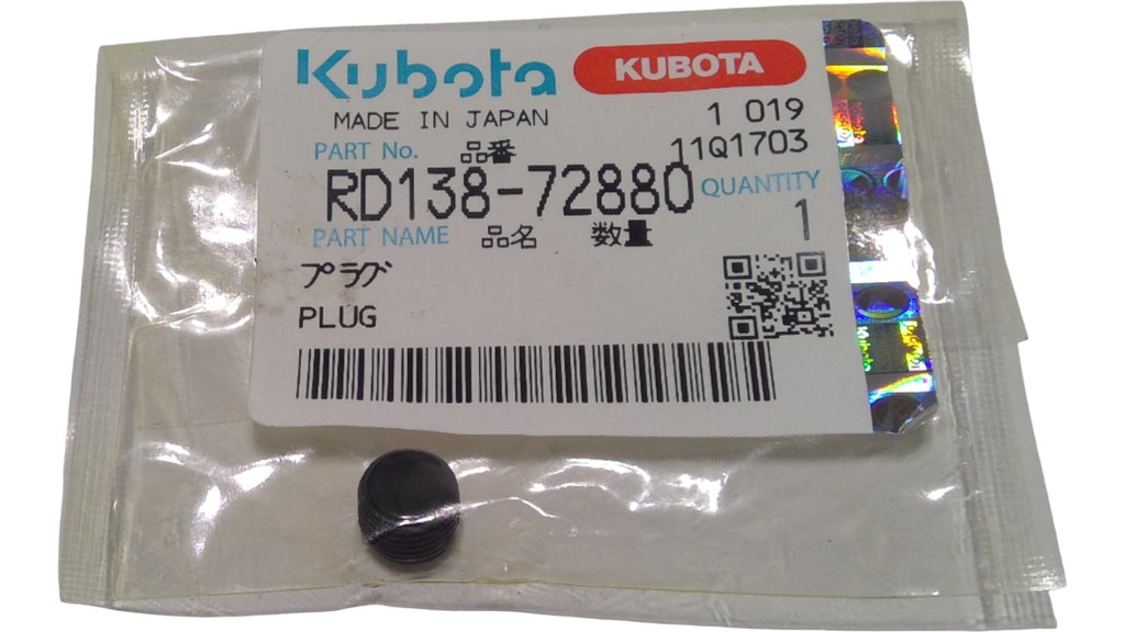 New Old Stock Plug Part # RD138-72880 For Kubota Tractors