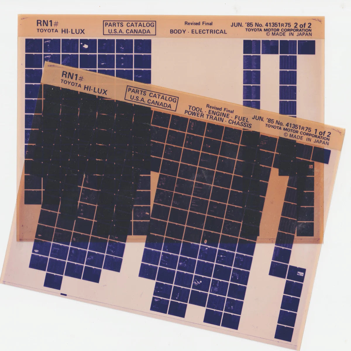 1968-1972 Fits Toyota Hilux (RN1) Parts Microfiche Catalog Slides June 1985