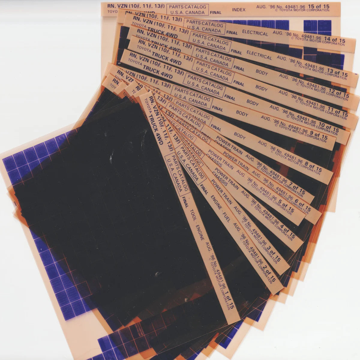 1988-1995 Fits Toyota Truck 4WD (RN, VZN 10,11,13) Parts Microfiche August 1996