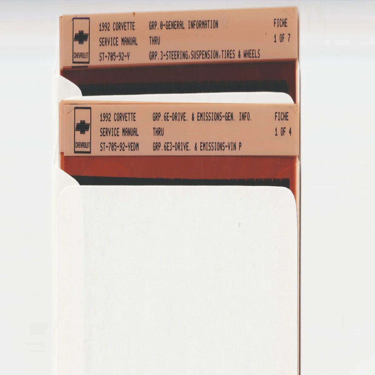 1992 Chevrolet Corvette "Y" Workshop Service Repair Manual Microfiche Slides