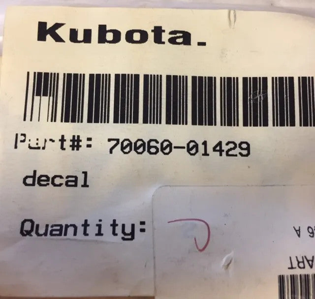 New Old Stock Decal #118 Model "G2546A" Part # 70060-01429 For Kubota Tractors