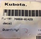 New Old Stock Decal #118 Model "G2546A" Part # 70060-01429 For Kubota Tractors