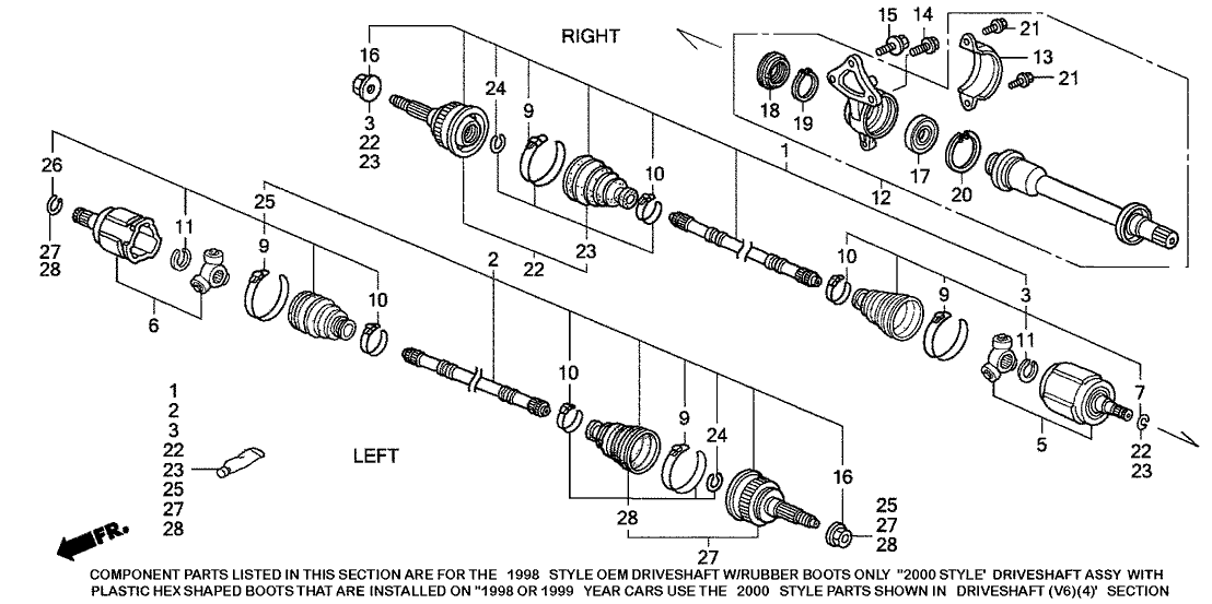 Honda New 1998 Fits Honda Accord Passenger Side Driveshaft Set, Part # 44010-S87-A50