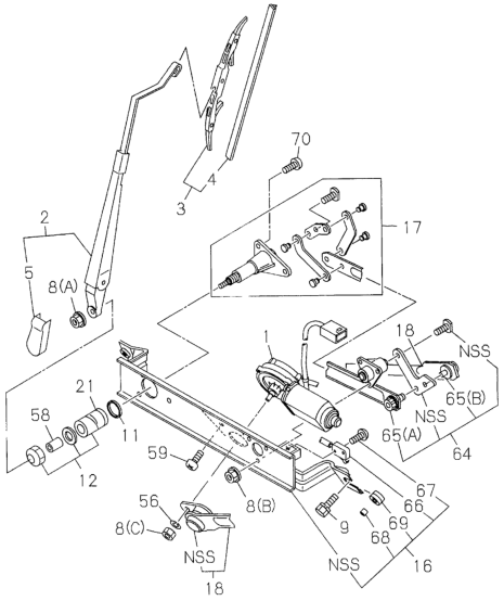 Honda New 1994-1997 Fits Honda Passport Bracket, RR. Wiper Motor, Part # 89709-28590