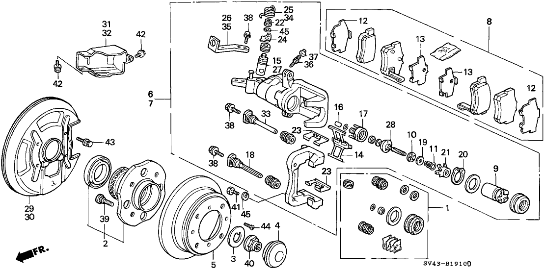 Honda New 1994-1997 Fits Honda Accord Caliper Sub-Assembly, Right Rear (Nissin), Part # 43018-SV4-A00
