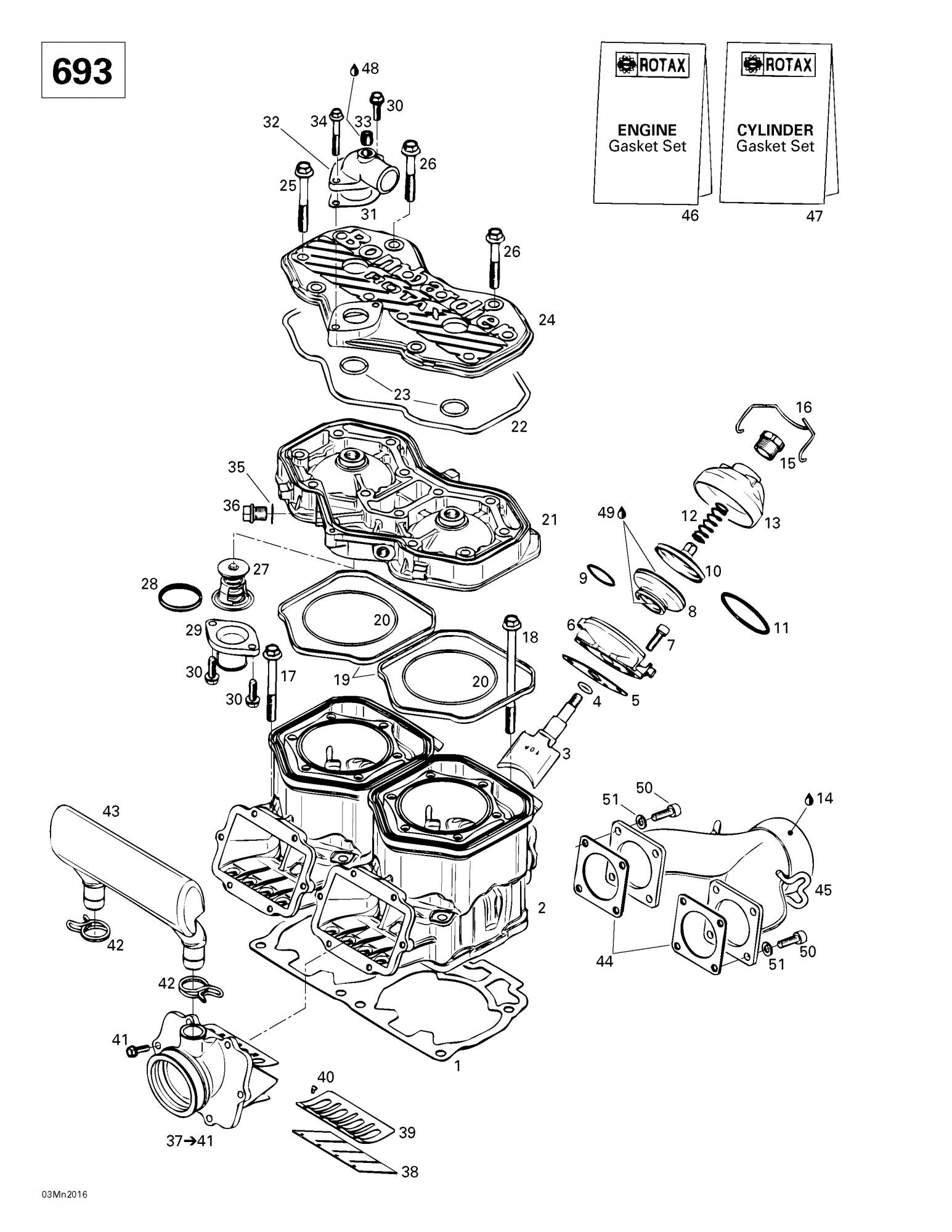 Fits 1999-2000 Ski-Doo Formula Z 600/700 / MX Z 700 Models Double Gasket 0.6 Mm Formula Z 700., OEM Part # 420931832