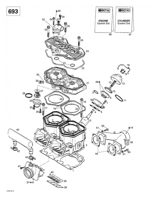 Fits 1999-2000 Ski-Doo Formula Z 600/700 / MX Z 700 Models Double Gasket 0.6 Mm Formula Z 700., OEM Part # 420931832