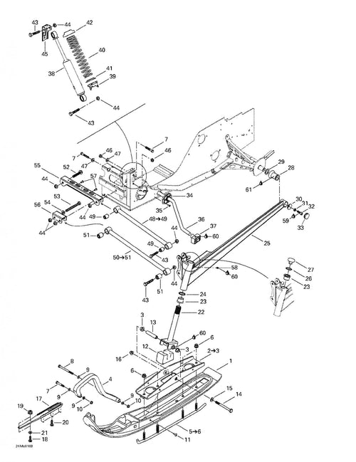 Fits 1998-2005 Ski-Doo Formula Deluxe 500/600/700 / Formula Deluxe 600/700 Models RH Shock Bracket, OEM Part # 518317518