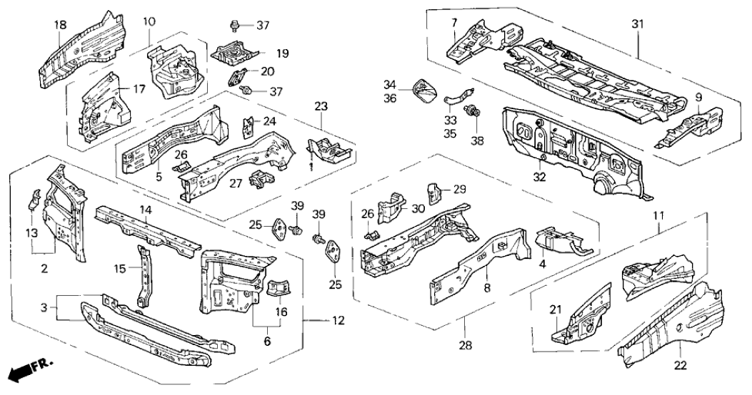 Honda New 1998 Fits Honda Odyssey Left Front Bulkhead Panel Set, Part # 04611-SX0-A01ZZ