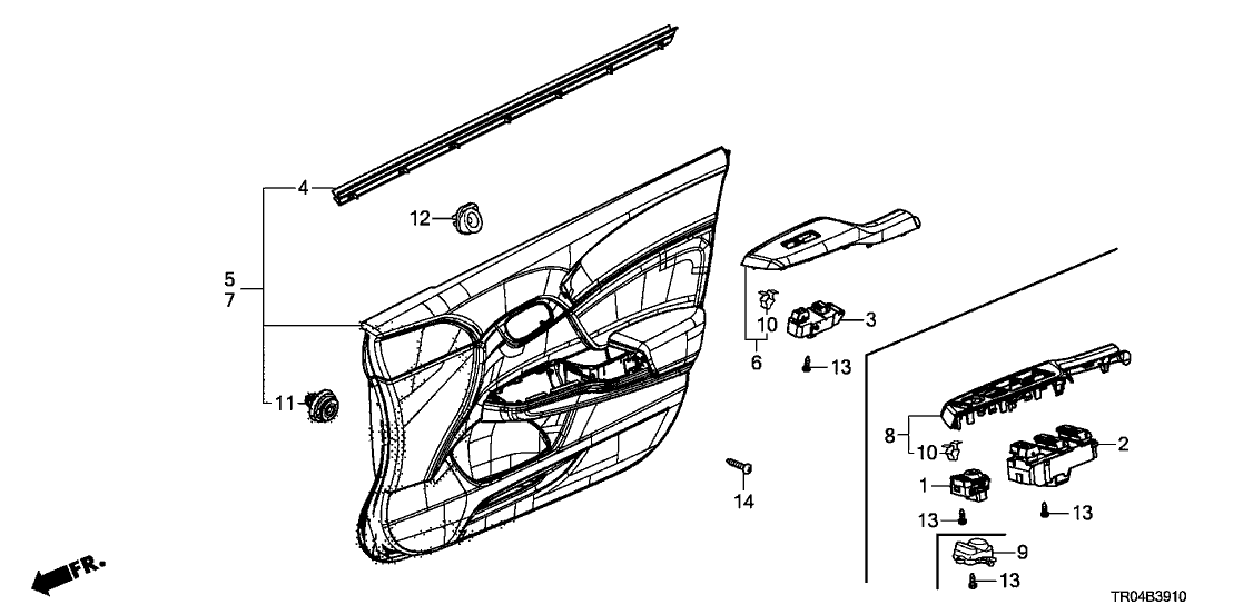 Honda New 2012 Fits Honda Civic Right Front Door Lining Assembly *NH167L* (GRAPHITE BLACK), Part # 83500-TR7-A01ZA