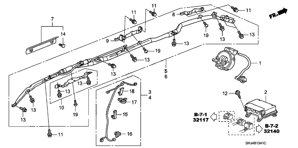 New 2008-2010 Fits Honda Odyssey Sub-Harness, R. Air Curtain, Part # 77963-SHJ-A02