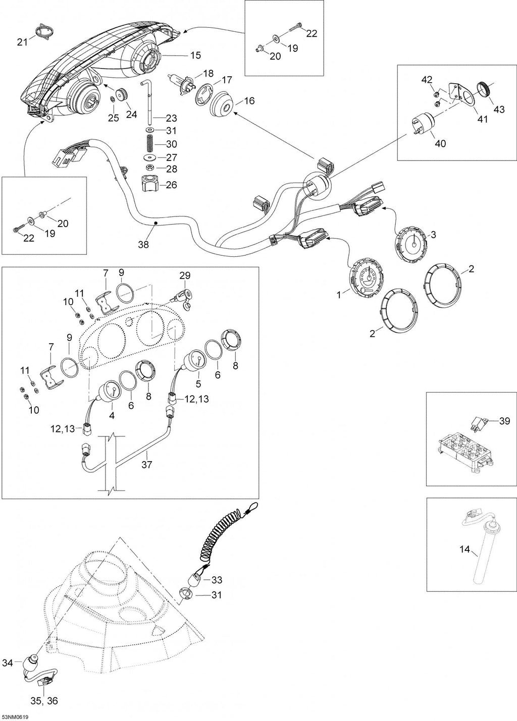 Fits 1996-2007 Ski-Doo Expedition 600 H.O. SDI / Expedition TUV 1300 (Europe) Models Bulb Holder, OEM Part # 410608300