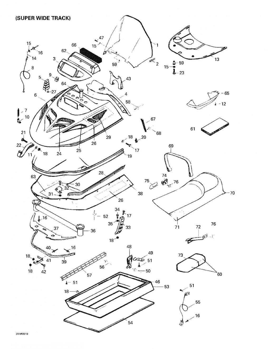 Fits 1998-2007 Ski-Doo Skandic 500/600 / Skandic 500F/600 Models LH Upper Grill Suv 550, OEM Part # 5242670