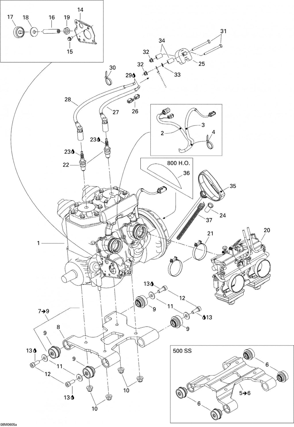 Fits 2006-2007 Ski-Doo MX Z 600 HO Adrenaline / MX Z Adrenaline 600 HO Carburetor Kit TM40-B355Z1 Includes 1 To 72, OEM Part # 403138789