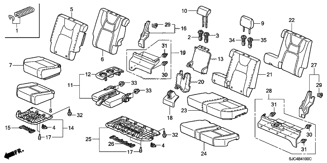 Honda New 2006-2014 Fits Honda Ridgeline Pad Assy., R. RR. Seat Cushion, Part # 82135-SJC-A01