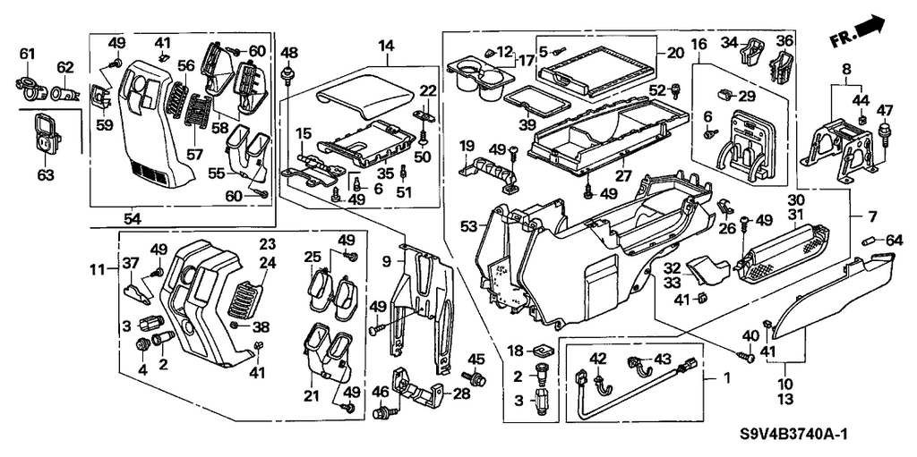 New 2003-2008 Fits Honda Pilot Lid Assy., Console Box *NH167L* (GRAPHITE BLACK), Part # 83415-S9V-A01ZA