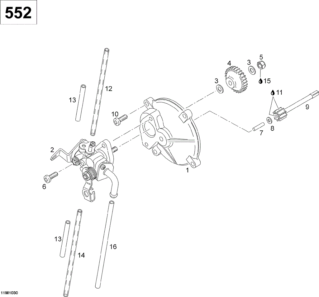 Ski-Doo - OEM schematic diagram - Part # 2572-420910160 - 02- Oil Pump | 02- Oil Pump 550F | 02- Oil Pump SWT 550F - Ref # 1, 2