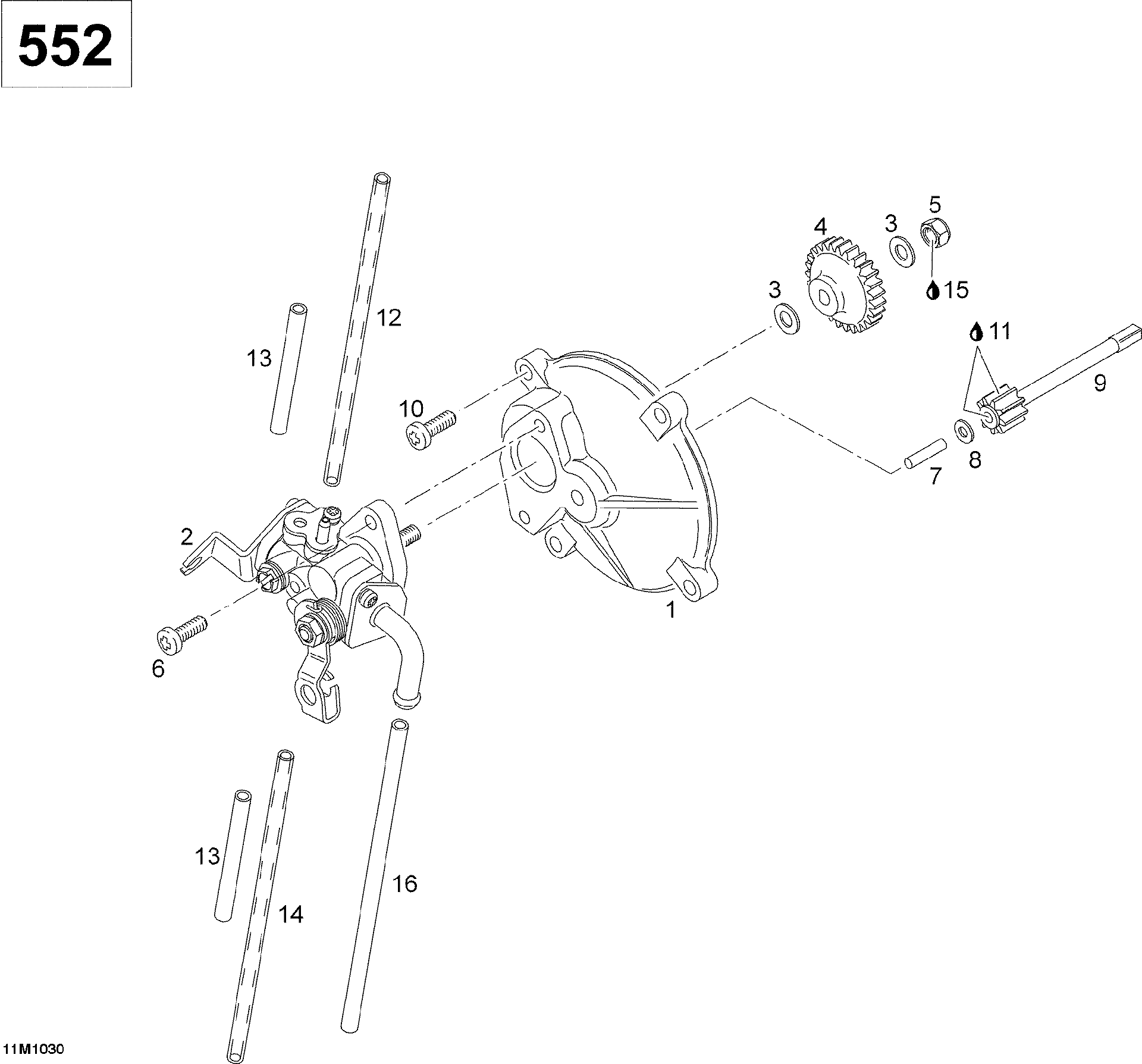 Ski-Doo - OEM schematic diagram - Part # 2572-420910160 - 02- Oil Pump | 02- Oil Pump 550F | 02- Oil Pump SWT 550F - Ref # 1, 2