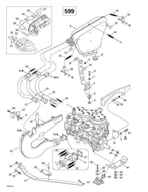 Fits 1998-2007 Ski-Doo Formula III 600 LT / Formula III 600 R/700 R Models Spring Bracket, OEM Part # 514049700