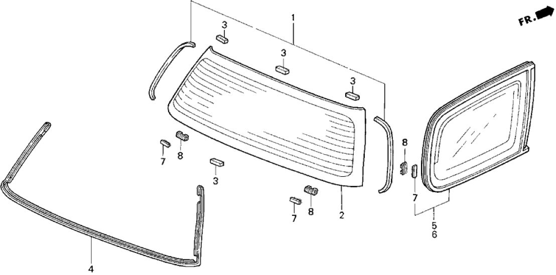 Honda New 1998 Fits Honda Odyssey Right Quarter Glass, Part # 73511-SX0-Y02