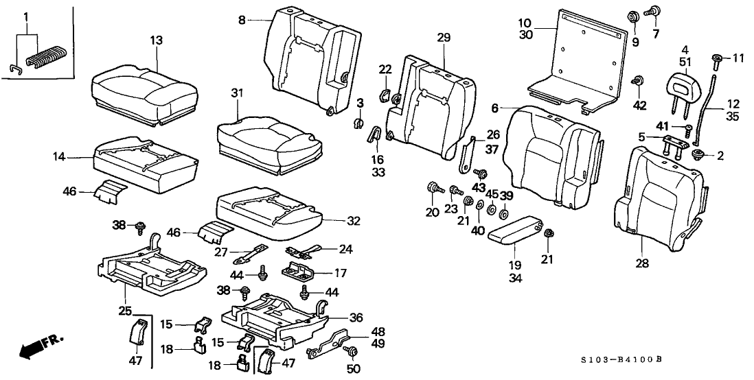 Honda New 1997-1998 Fits Honda CR-V Cover, R. RR. Seat Reclining *NH293L* (SEAGULL GRAY), Part # 82238-S10-J01ZA