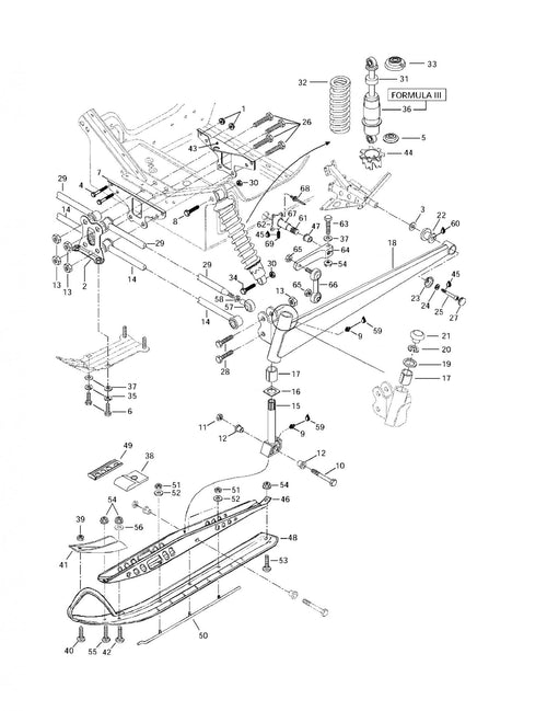 Fits 1997-2003 Ski-Doo Formula III / Formula III 600 LT Models Cushion, OEM Part # 415039500