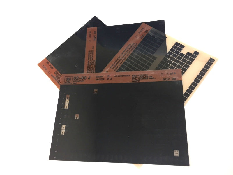 1982-1988 Cadillac Cimarron "J" Parts Microfiche Catalog Slides