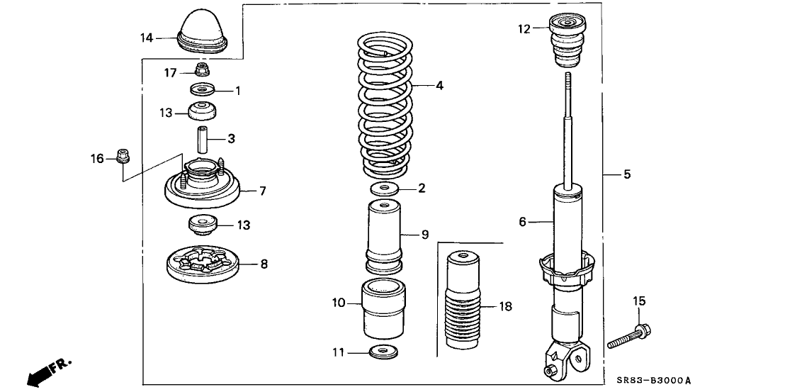 Honda New 1993-1995 Fits Honda Civic Spring, Rear (Nhk Spring), Part # 52441-SR0-A04