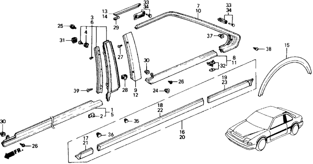 Honda New 1988-1989 Fits Honda Accord Right Rear Fender Protector, Part # 75304-SG7-A01