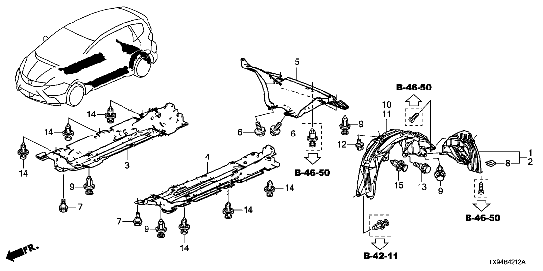 Honda New 2013-2014 Fits Honda Fit EV Cover, L. FR. Floor (Lower), Part # 74642-TX9-A00