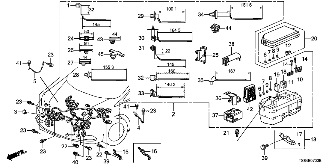 Honda New 2014 Fits Honda Civic Engine Room Wire Harness, Part # 32200-TS8-A42