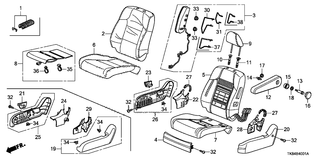 New 2011-2013 Fits Honda Odyssey Cover, R. Outer-Reclining (Inner) *NH686L* (LIGHT WARM GRAY), Part # 81237-TK8-A01ZA