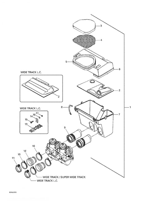 Fits 1997-2000 Ski-Doo Skandic Super Wide Track / Skandic Wide Track Models Carburetor Adaptor Skandic Wt Lc., OEM Part # 570038000