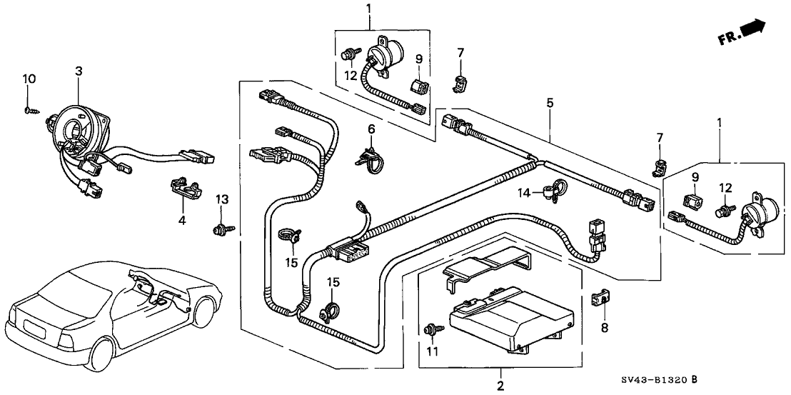 Honda New 1994 Fits Honda Accord SRS Main Wire Harness, Part # 77961-SV4-A80