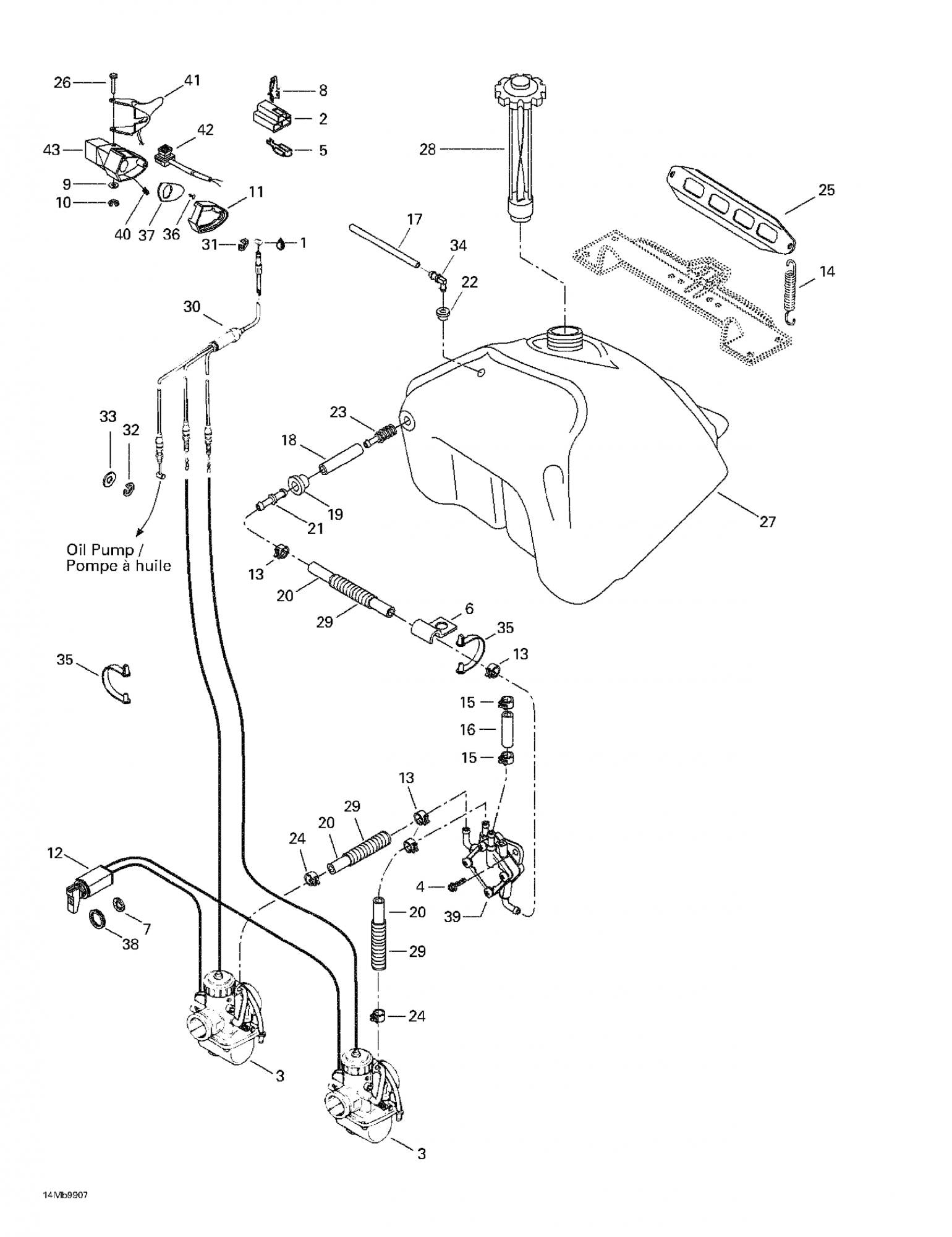 Fits 1996-2007 Ski-Doo Formula Deluxe 380 F / Formula Deluxe 380/500 Models Cable Clip, OEM Part # 414379300