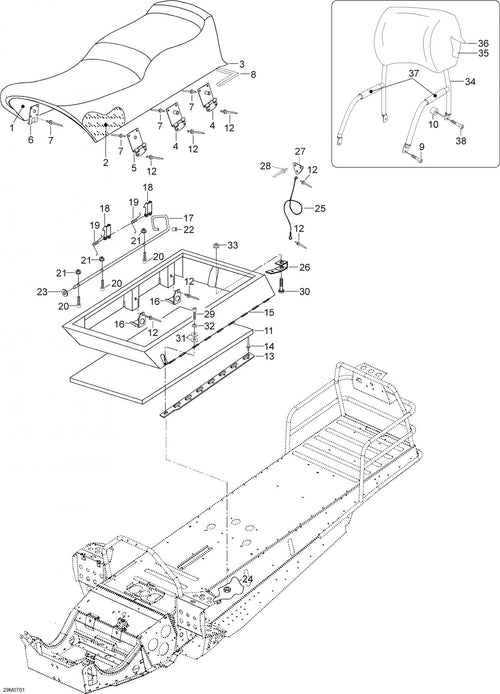 Fits 2006-2007 Ski-Doo Skandic SUV 550F / Skandic SUV 600 Models Support, OEM Part # 605452535