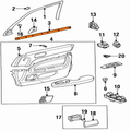 New 1995-2000 Fits Lexus LS400 Weatherstrip Assy, Front Door Glass, Inner, Part # 68170-50021
