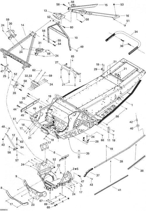 Fits 2006-2007 Ski-Doo MX Z 440 Racing / MX Z 440X Racing LH Shock Bracket, OEM Part # 518325015